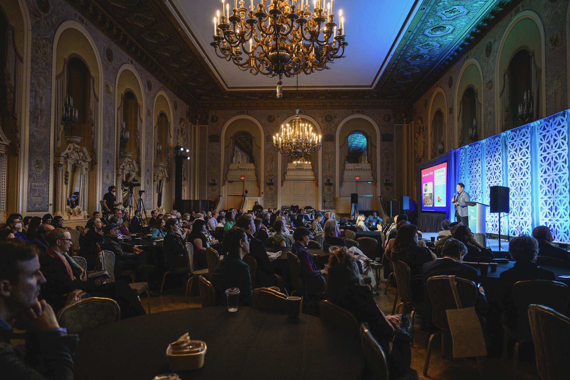 James Rhee (at right) speaks at Opera Conference 2026 in Wilmington, Delaware (photo: Moonloop Photography)