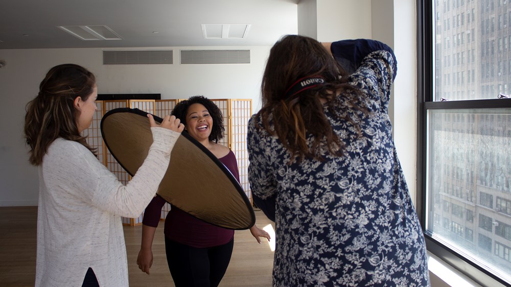 Soprano Alaysha Fox has headshots taken as part of the Career Blueprints for Singers program.