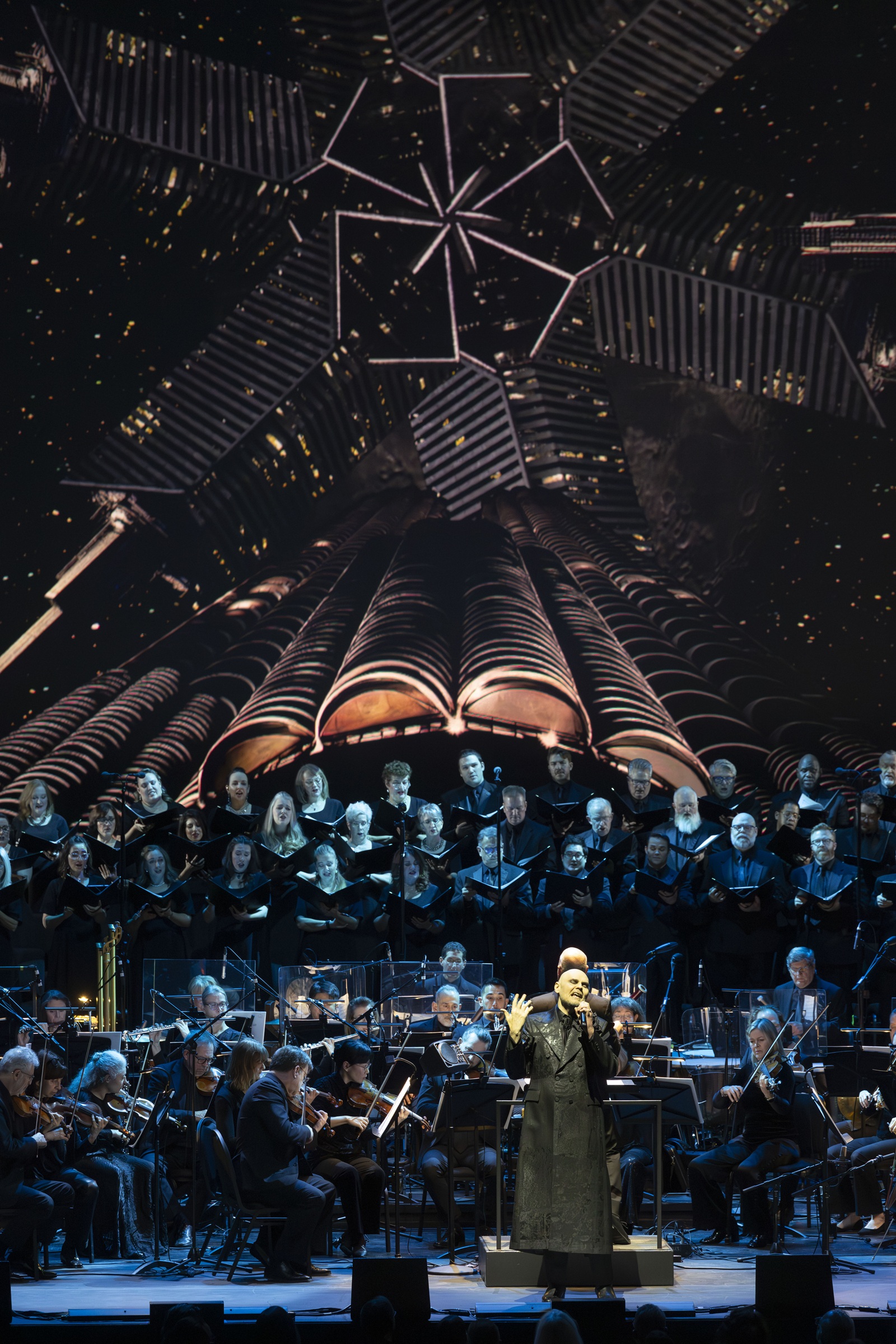 A Night of Mellon Collie and Infinite Sadness with Billy Corgan (in foreground) and the Lyric Opera of Chicago Orchestra and Chorus in 2025 (photo: Cory Weaver)
