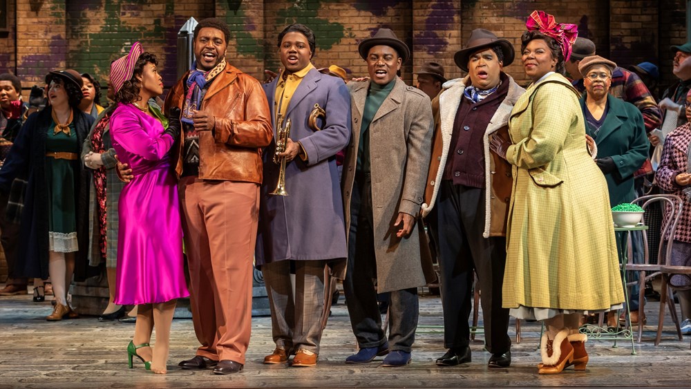 Florentine Opera’s La bohème, with Kelebogile Besong, Brian Major, Leroy Davis, Allen Michael Jones, Chaz’men Williams-Ali, and Michelle Johnson (photo: Traveling Lemur Productions)