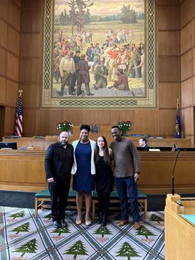 Portland Opera artists Nicholas Fox, Jasmine Johnson, Madeline Ross, and Ty Chiko opened the House Session at the Oregon State Legislature. (photo: courtesy of Portland Opera)