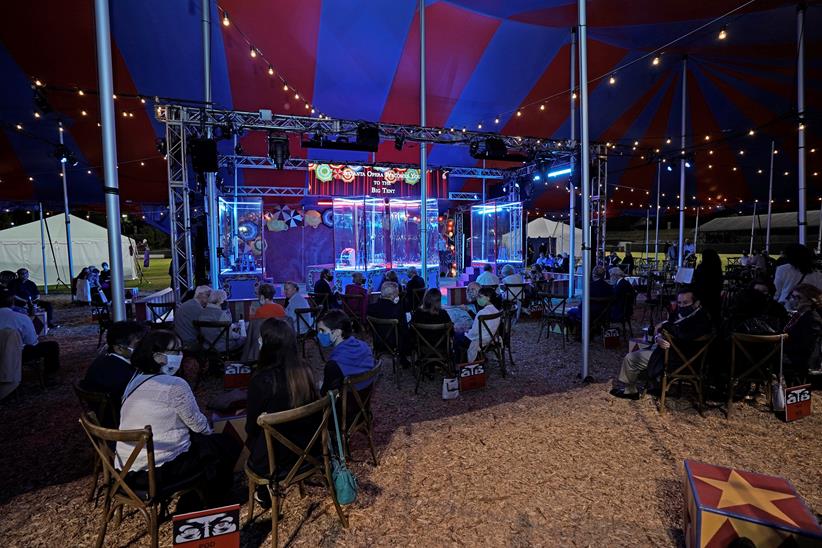 The audience gathers for Atlanta Opera’s Big Tent production of Pagliacci in fall 2020