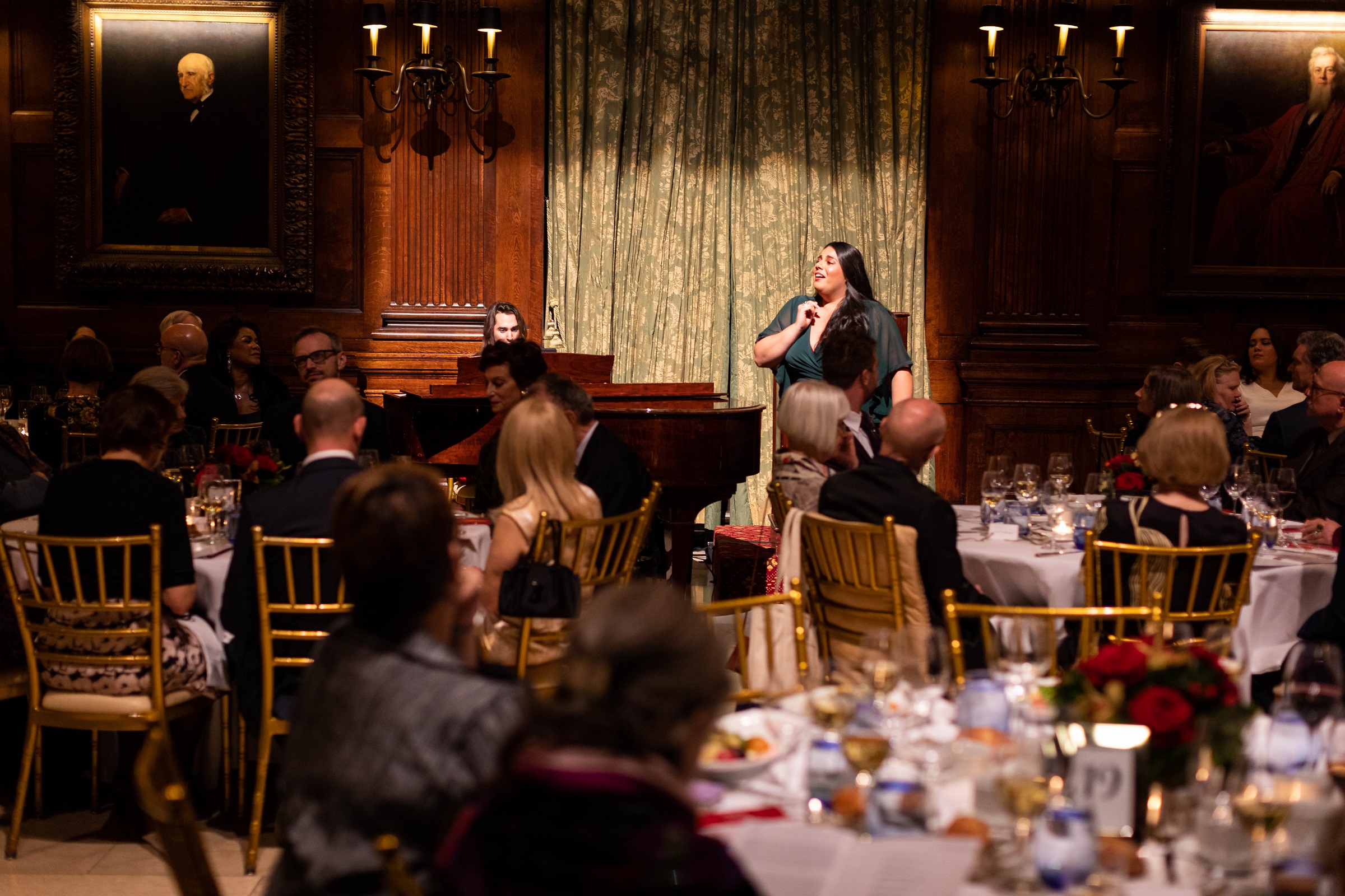 The Hall of Fame inductees will be celebrated at the OPERA America Salutes awards dinner. Pictured: Soprano Amanda Batista, a member of the Met's Lindemann Young Artist Development Program, performs at the 2022 awards dinner. (photo: Danny Bristoll)