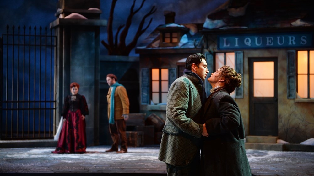 Joshua Guerrero and Julie Adams in La bohème at Des Moines Metro Opera