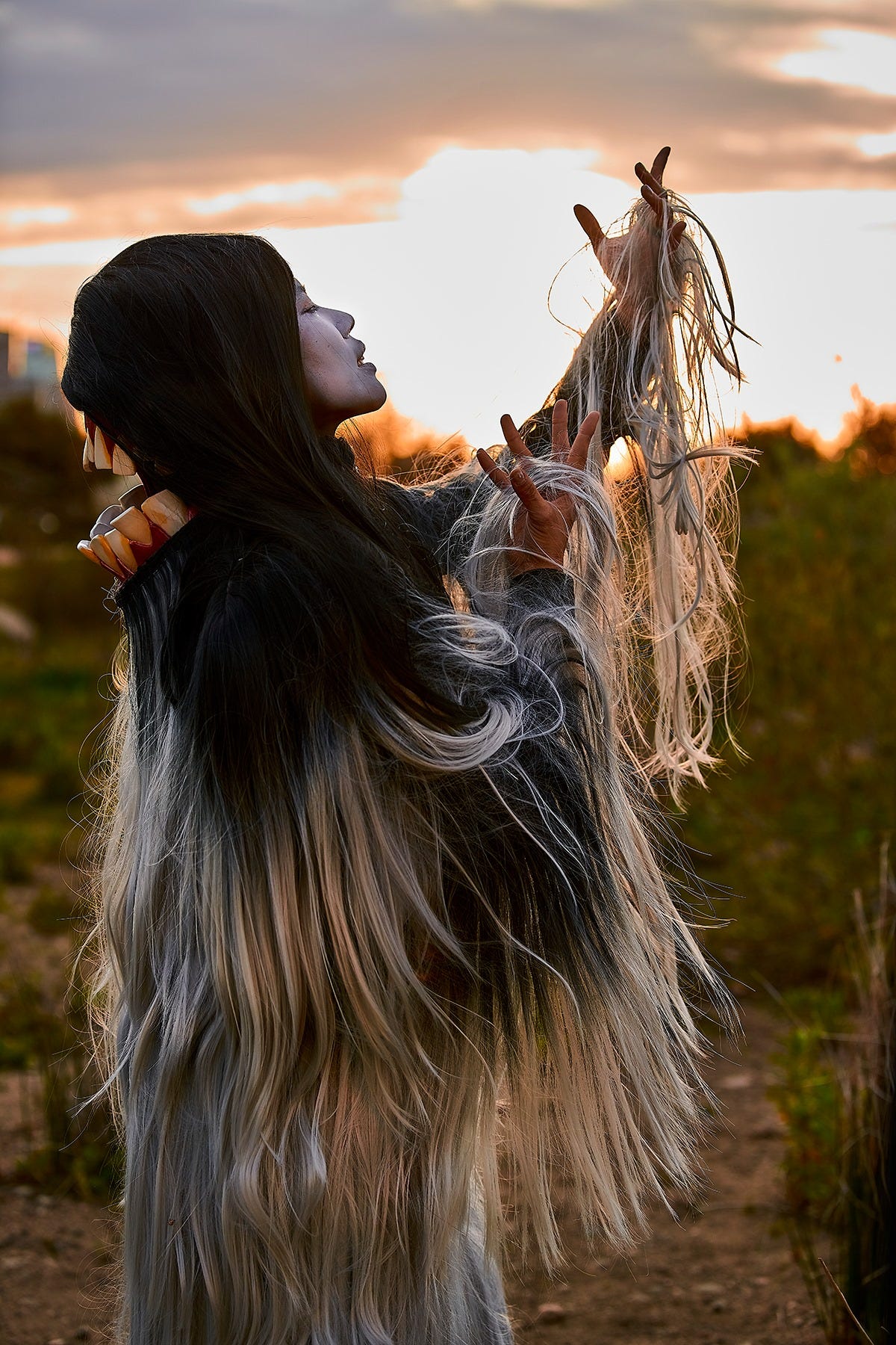 Sharon Chohi Kim in Sweet Land, by Raven Chacon, Du Yun, Aja Couchois Duncan, and Douglas Kearney, presented by The Industry in 2020 (photo: Casey Kringlen)