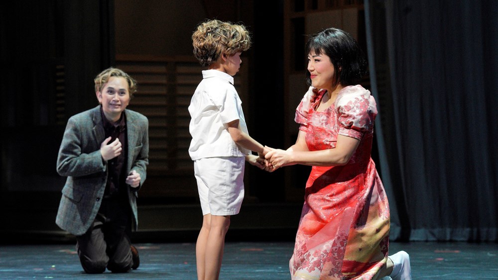 San Francisco Opera’s 2023 Madama Butterfly, with John Charles Quimpo, Viva Young Maguire, and Karah Son (photo: Cory Weaver)
