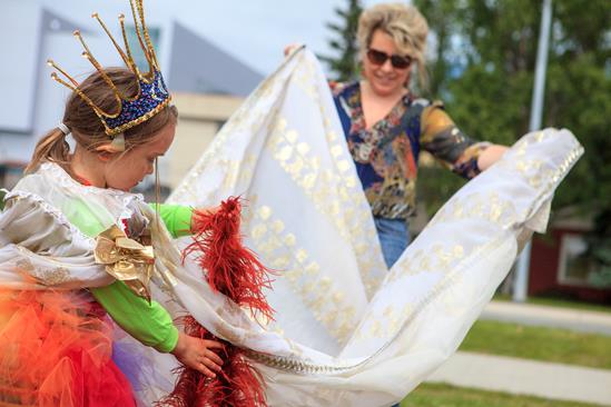 Anchorage Opera’s dress-up photo booth for children at the city’s PrideFest