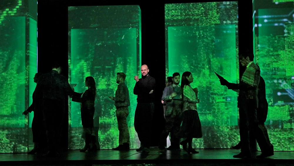 Edward Parks (center) in The (R)evolution of Steve Jobs at The Santa Fe Opera