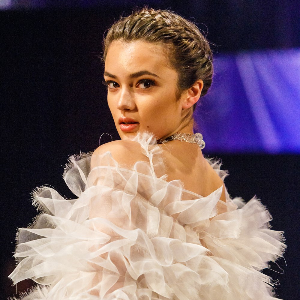 Model Sofia Borrero in a gown by Diana Misetic