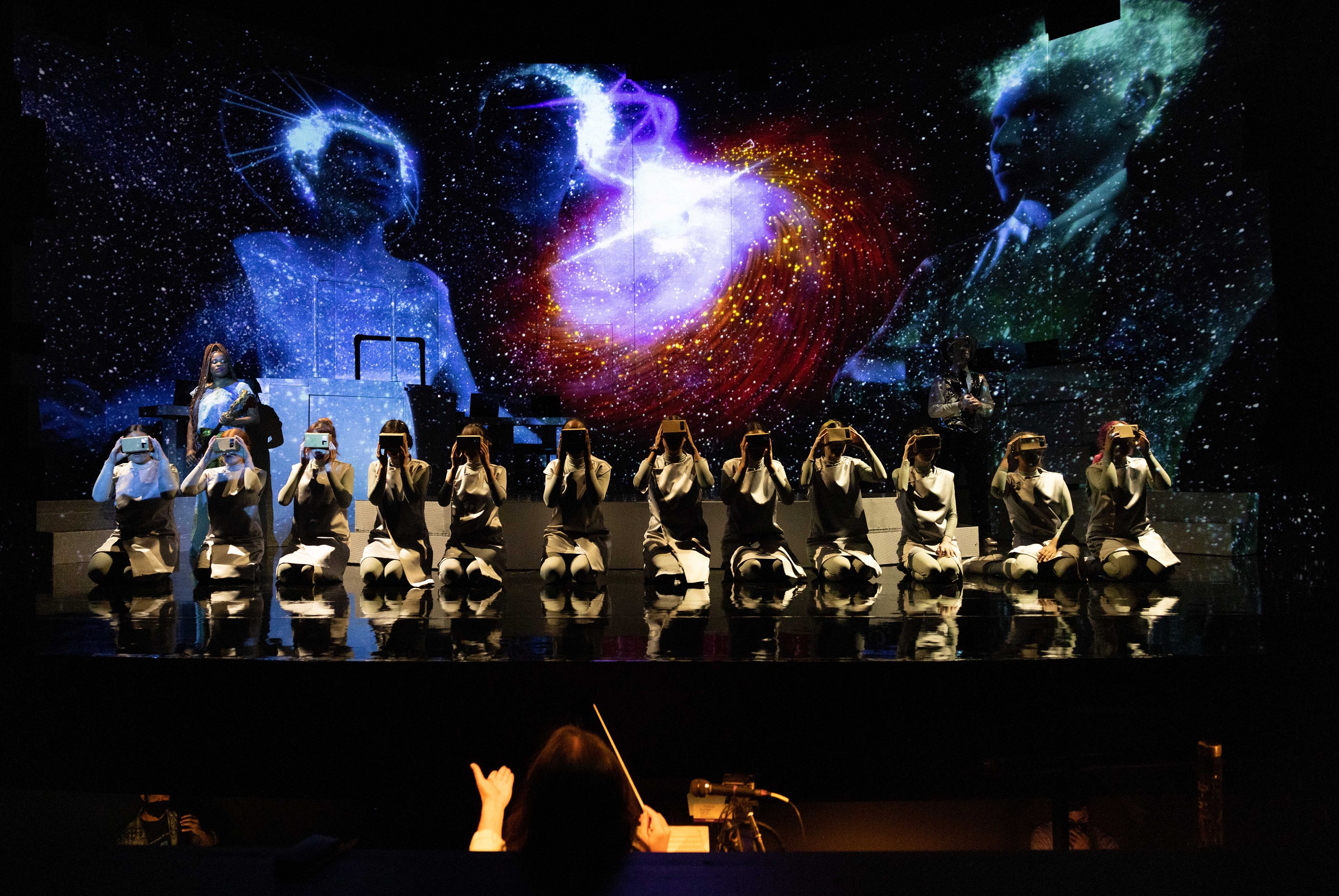 White Snake Project’s 2022 Cosmic Cowboy blended virtual reality and video projections. (photo: Kathy Wittman)