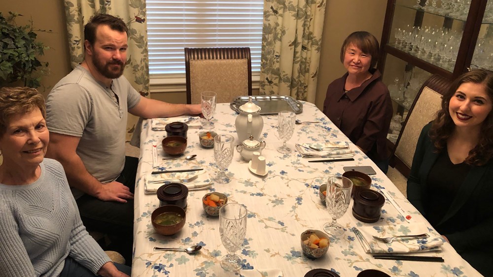 Chieko Hedin (upper right) hosts Heartland Opera Theatre artists