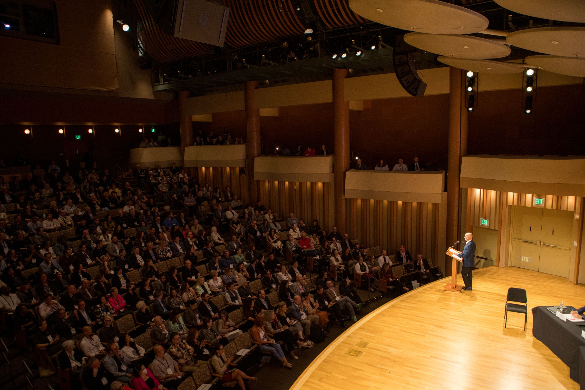 Marc A. Scorca addresses attendees of the 2024 World Opera Forum in Los Angeles. (Jc Olivera Photography)