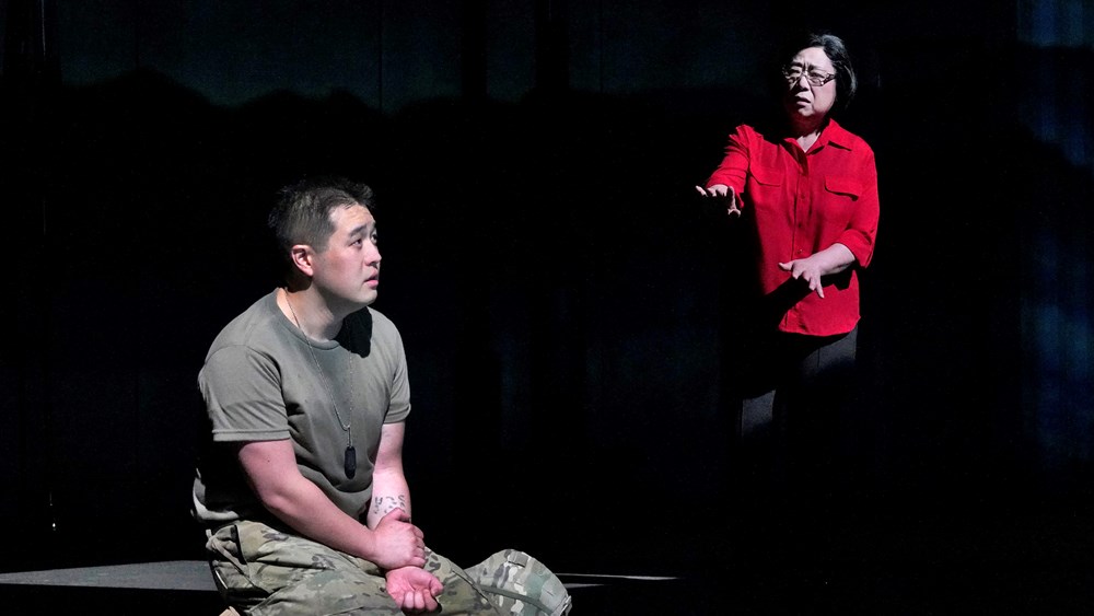 Andrew Stenson and Mika Shigematsu in An American Soldier at Opera Theatre of Saint Louis