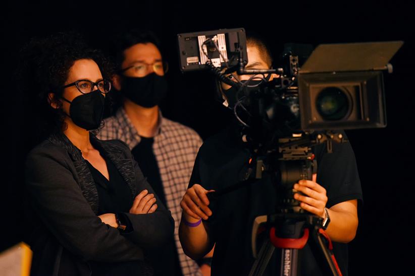 Director Crystal Manich filming The Copper Queen for Arizona Opera