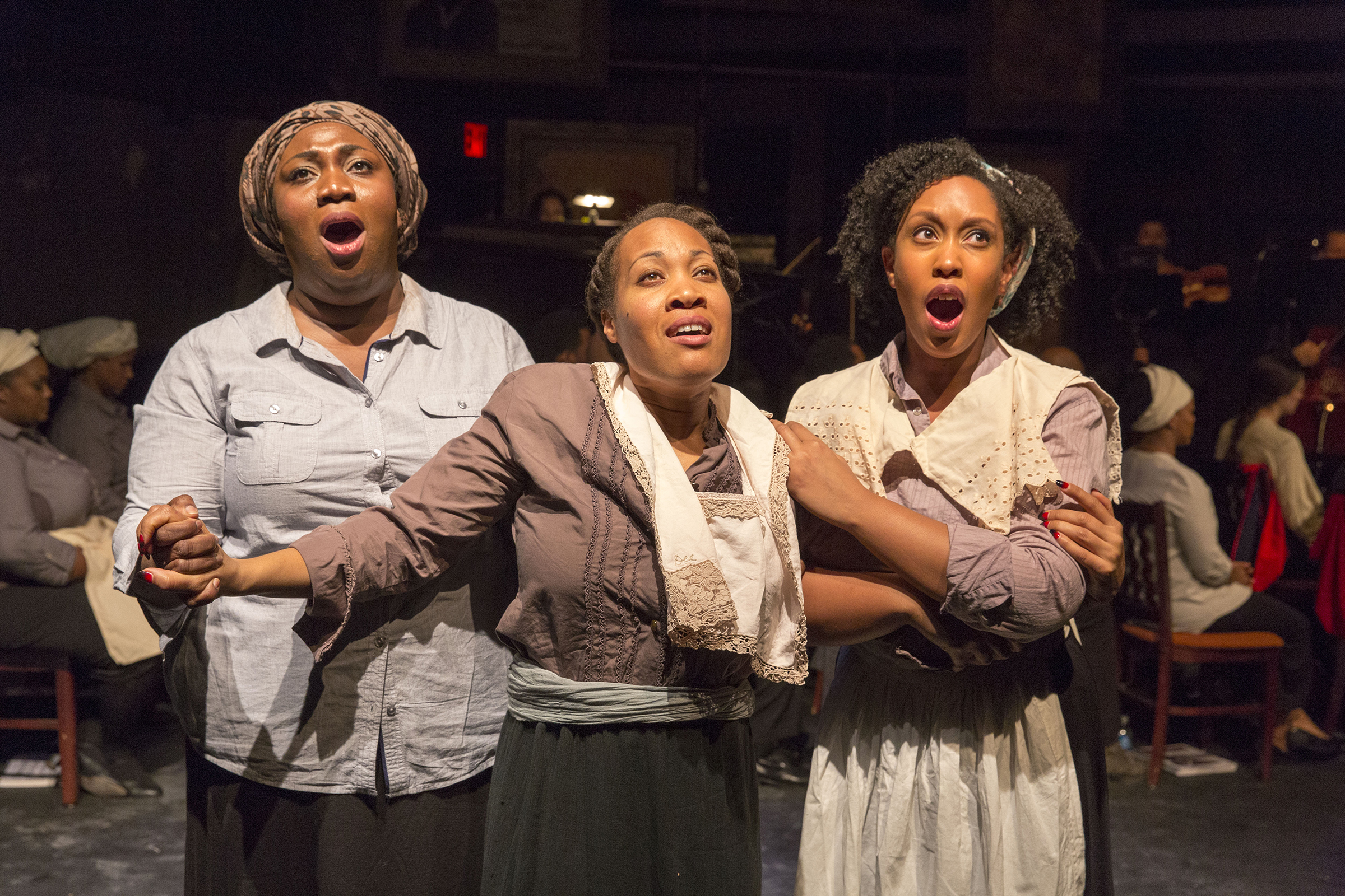 Nicole Mitchell, Janinah Burnett and Briana Hunter in Harriet Tubman: When I Crossed That Line to Freedom