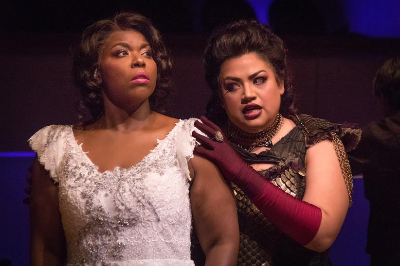 Michelle Johnson as Elsa and Claudia Chapa as Otrud in Lohengrin* at Opera Southwest