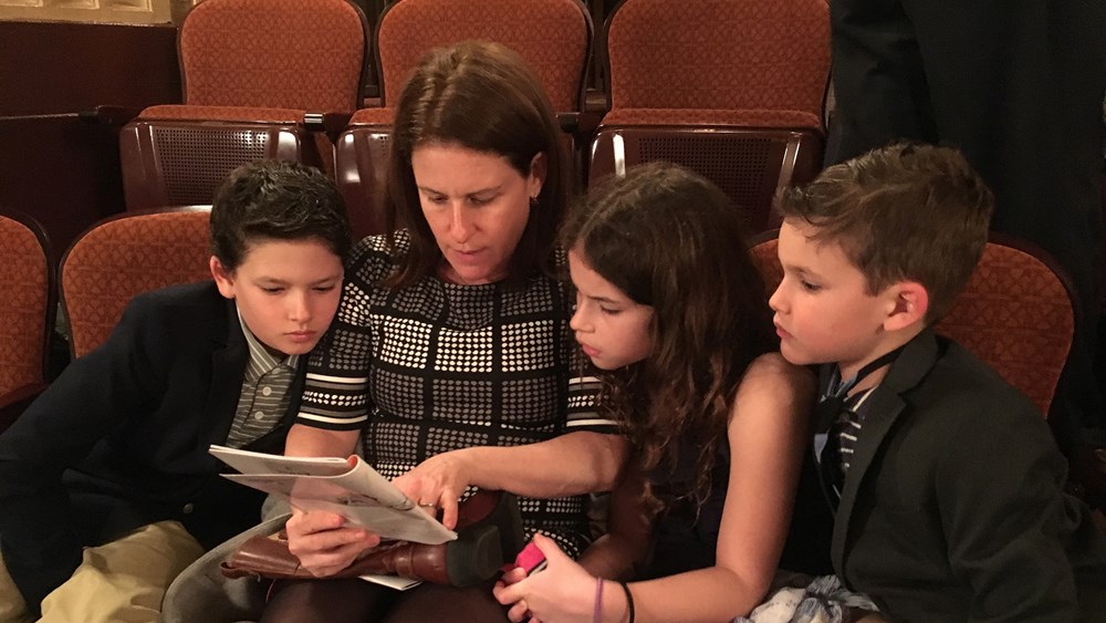 Deborah Gill with her children at Turandot