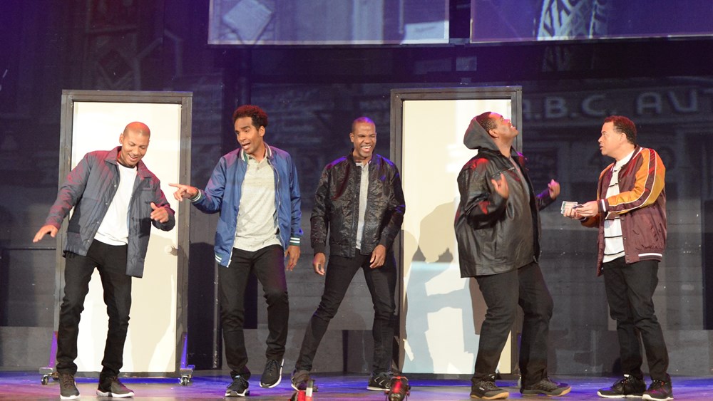 The world premiere of Davis’ The Central Park Five at Long Beach Opera in 2019, with Cedric Berry, Orson Van Gay, Derrell Acon, Bernard Holcomb, and Nathan Granner