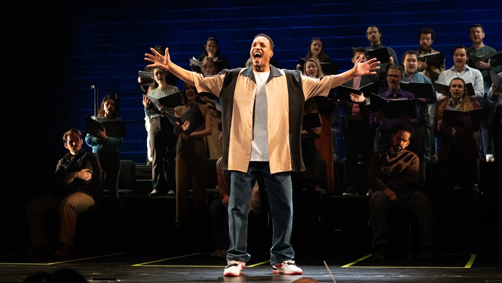 Scott Davenport Richards and David Cote’s opera Blind Injustice addresses the issue of wrongful incarceration. Pictured: Miles Wilson-Toliver in Montclair State University’s 2024 production. (photo: Liseo + Co)