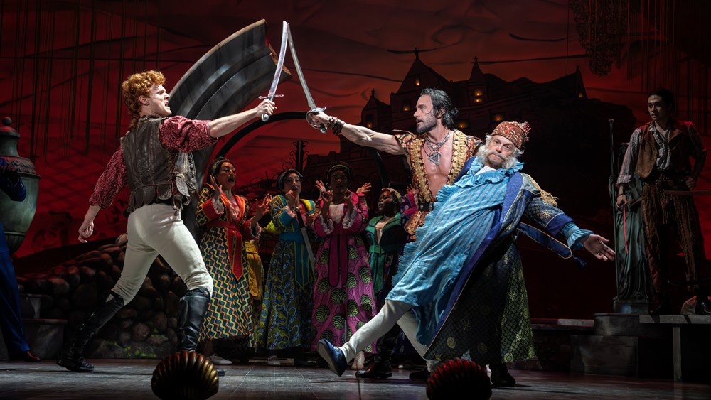 Nicholas Barasch, Ramin Karimloo, and David Hyde Pierce in Pirates! The Penzance Musical at Roundabout Theatre Company (photo: Joan Marcus)