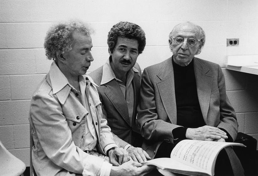 Eugene Loring, David DiChiera and Aaron Copland review The Tender Land’s score at Michigan Opera Theatre, 1976