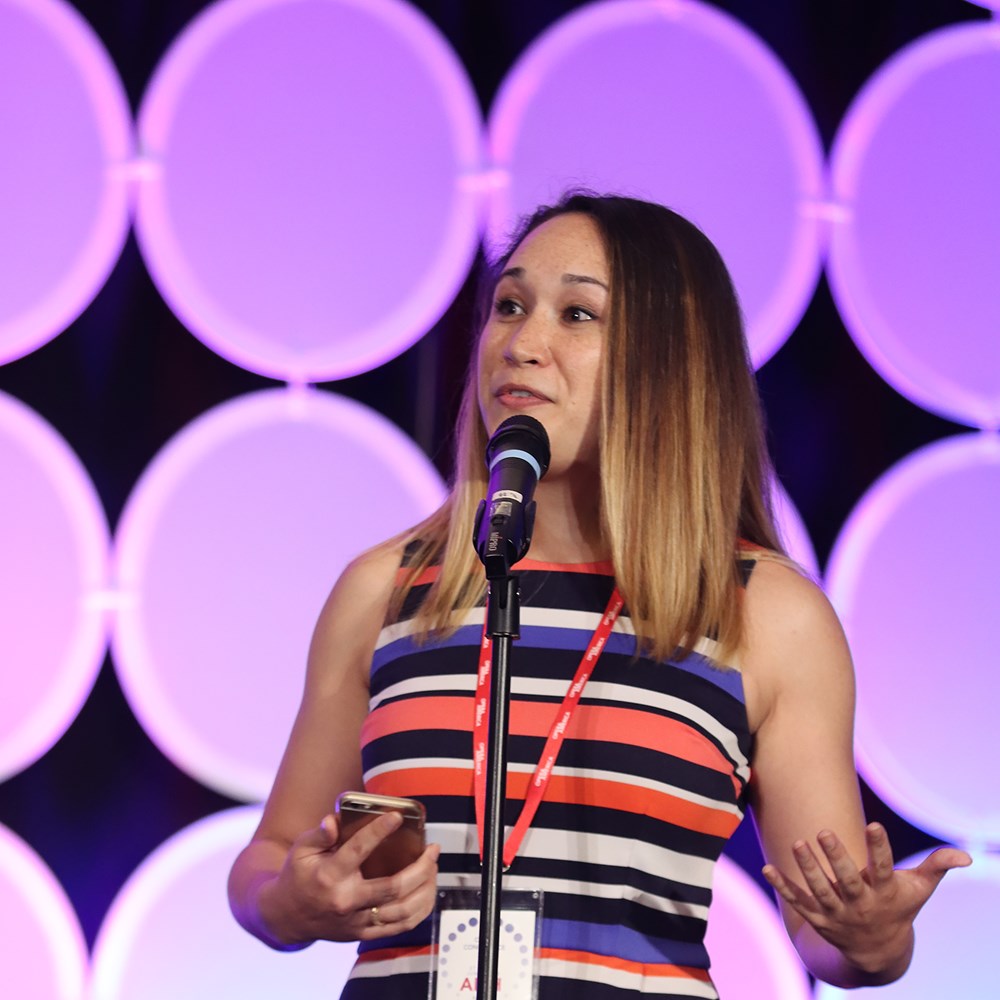 Anh Lee, OTSL’s assistant director of marketing, at the Opening Session of Opera Conference 2018