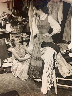 Soprano Clair Allen in a fitting for Rosalinda at Opera Carolina, 1948
