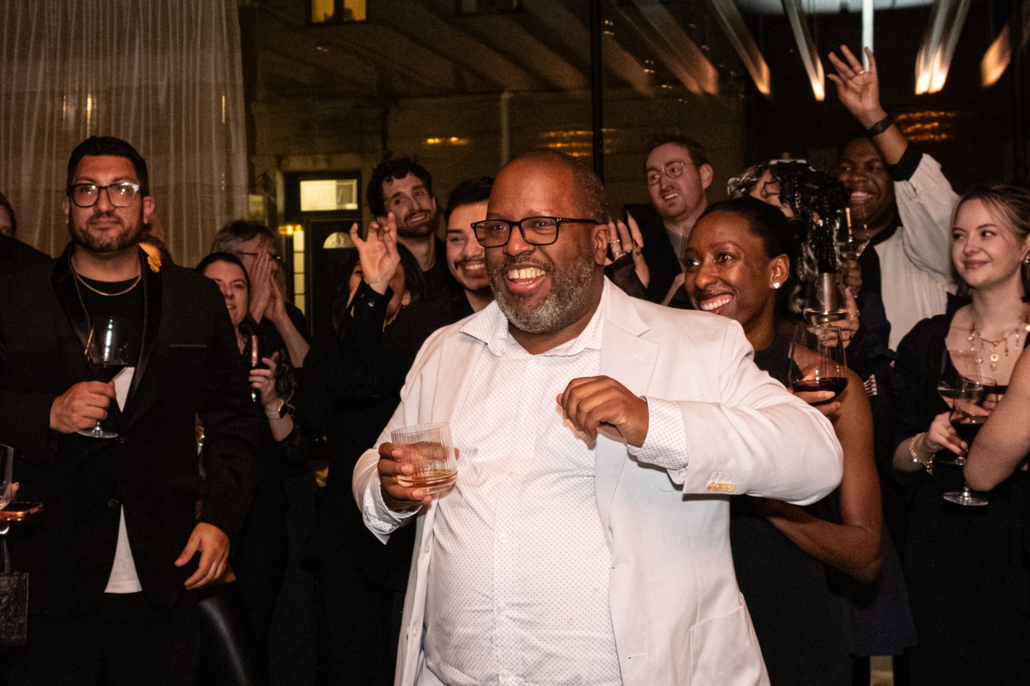 Michael R. Jackson at the opening night cast party for Opera Philadelphia’s Complications in Sue in February 2026 (photo: Ray Bailey)