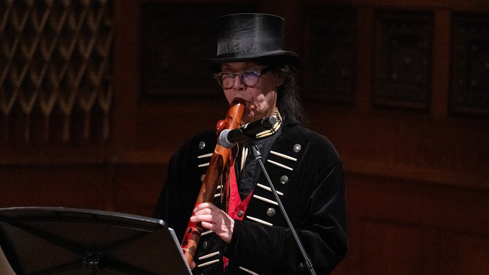 Brent Michael Davids in a concert of his music, co-presented by Lenape Center and the Park Avenue Armory in 2025 (photo: Alexander Sargent)