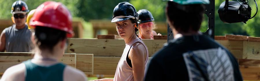 A Glimmerglass crew builds an outdoor stage for the 2021 festival
