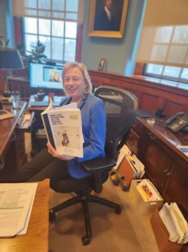 Maine’s arts advocacy network, including Opera Maine, sent Maine Governor Janet Mills a book about the positive impact of the arts on communities. (photo: courtesy of Opera Maine)