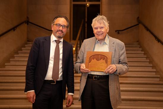San Francisco Opera General Director Matthew Shilvock presents Gordon Getty with the Spirit of the Opera Award (photo: Reneff Olson Productions)